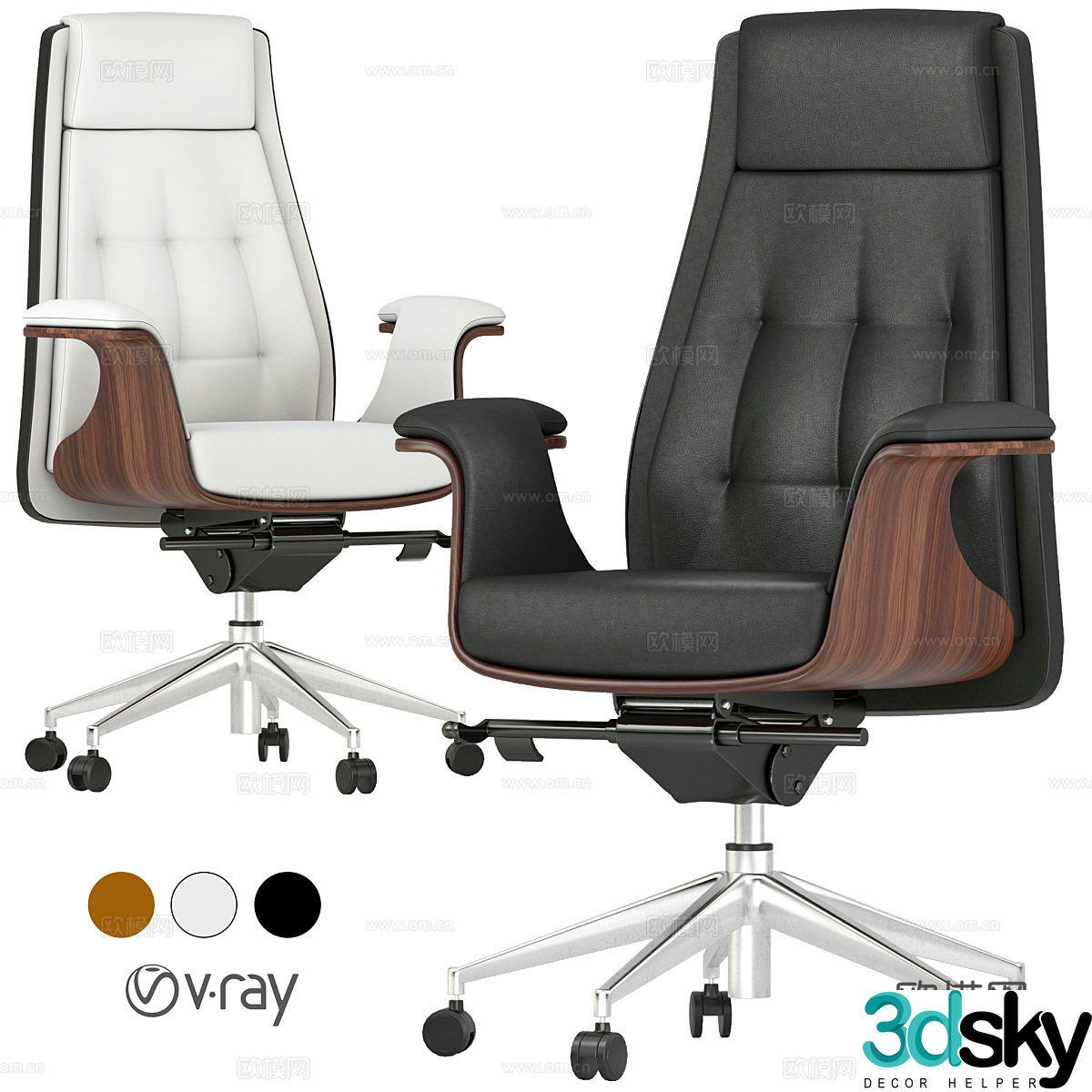 Light luxury office chair e-sports chair boss chair rotating chair wheelchair staff chair staff chair 3D model