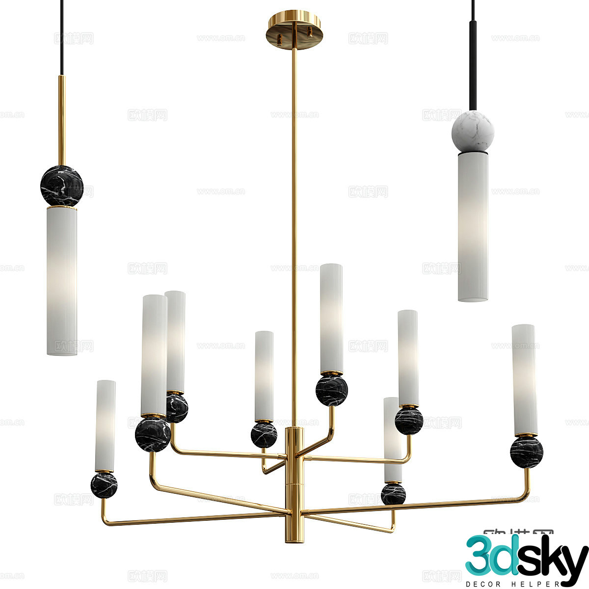 Multi-head chandelier Simple chandelier Hotel chandelier Restaurant chandelier Living room chandelier B&B chandelier 3D model