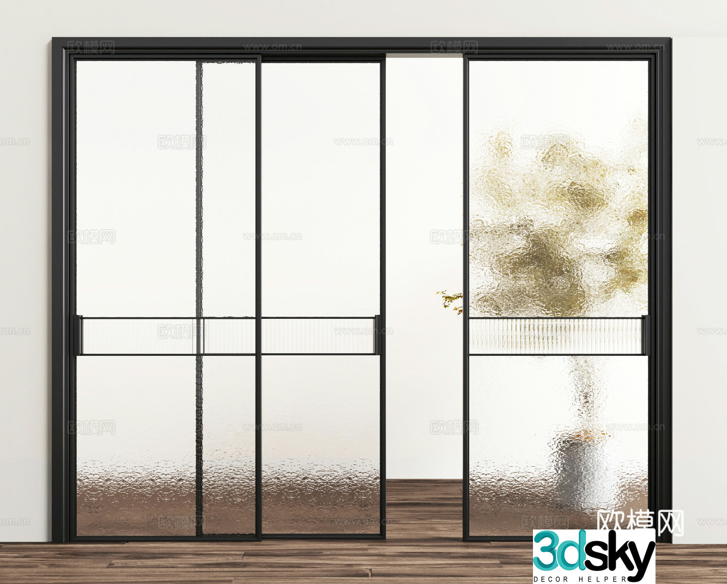 Modern glass sliding door 3d model