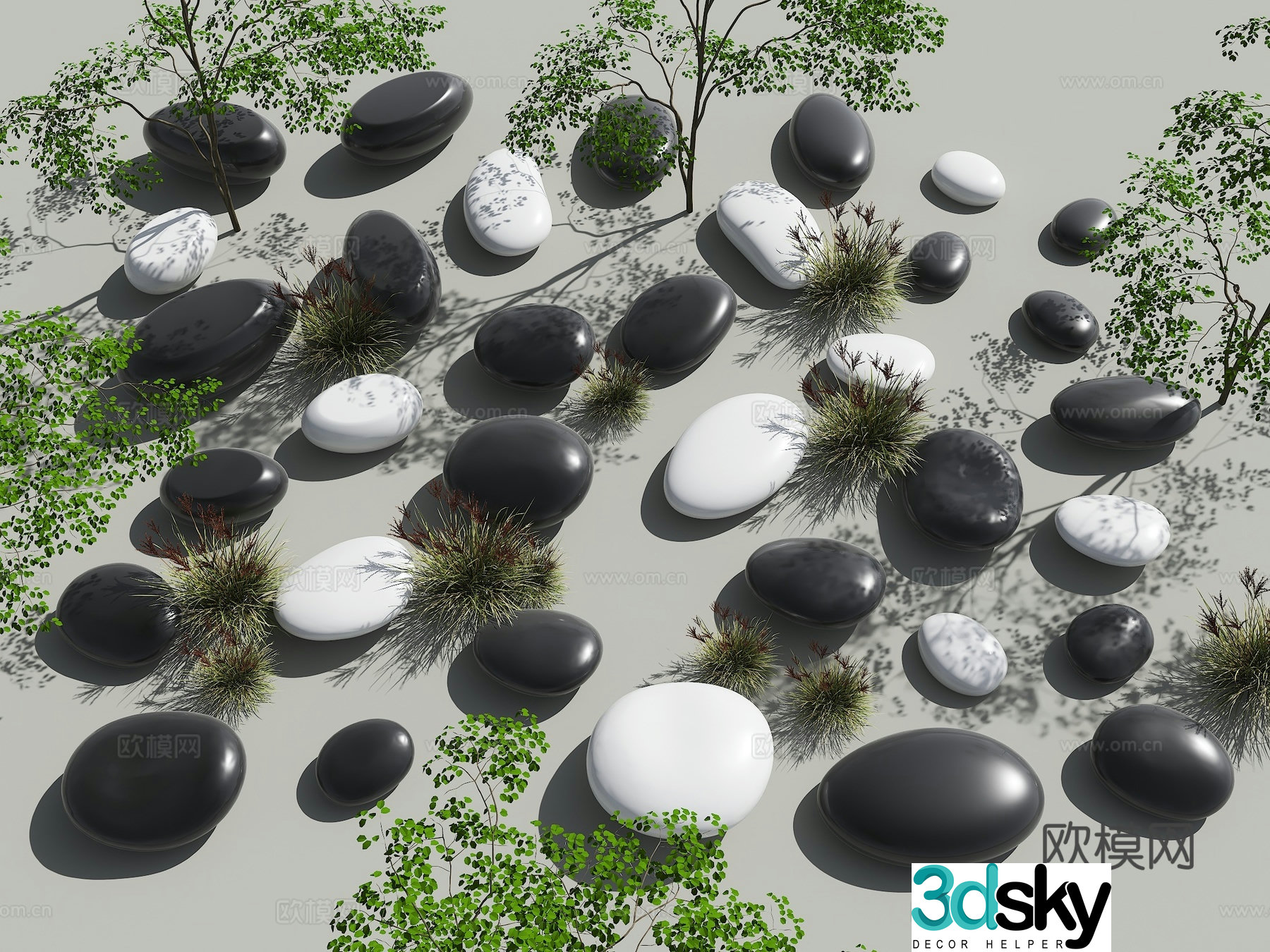 Pebble stool Park stool sketch Square pebble stool pebble modern landscape seat 3d model
