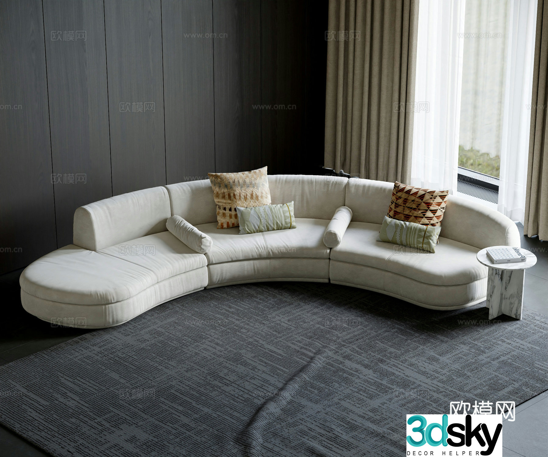 Modern curved sofa 3d model