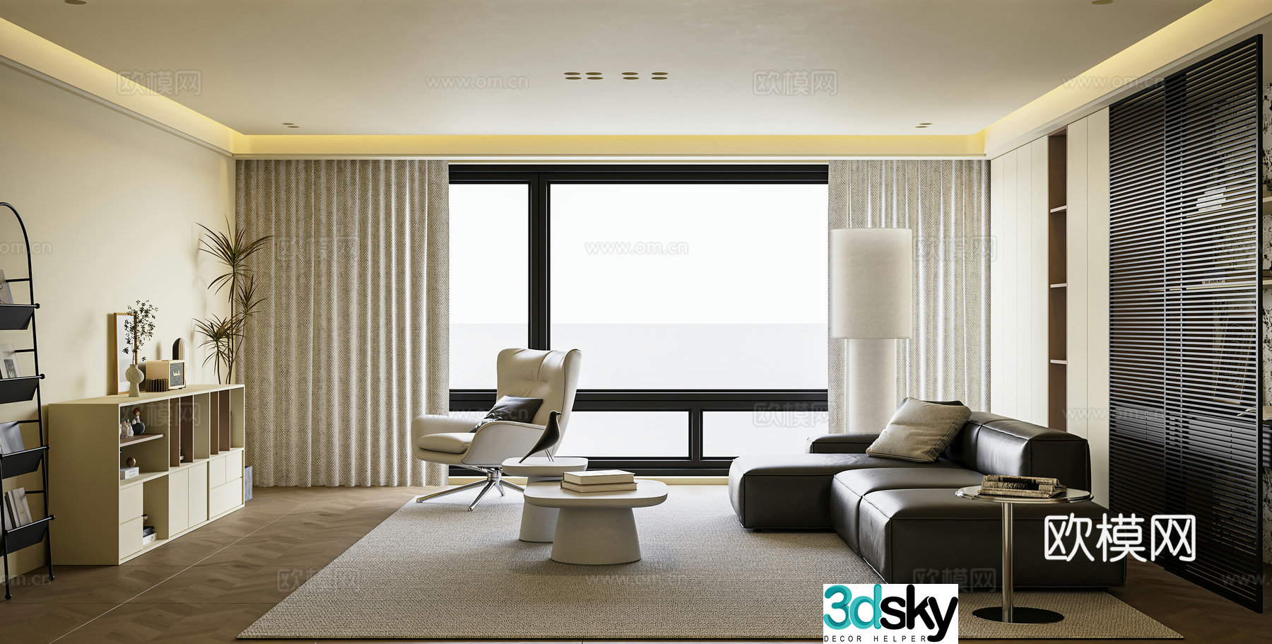 Modern minimalist living room 3d model