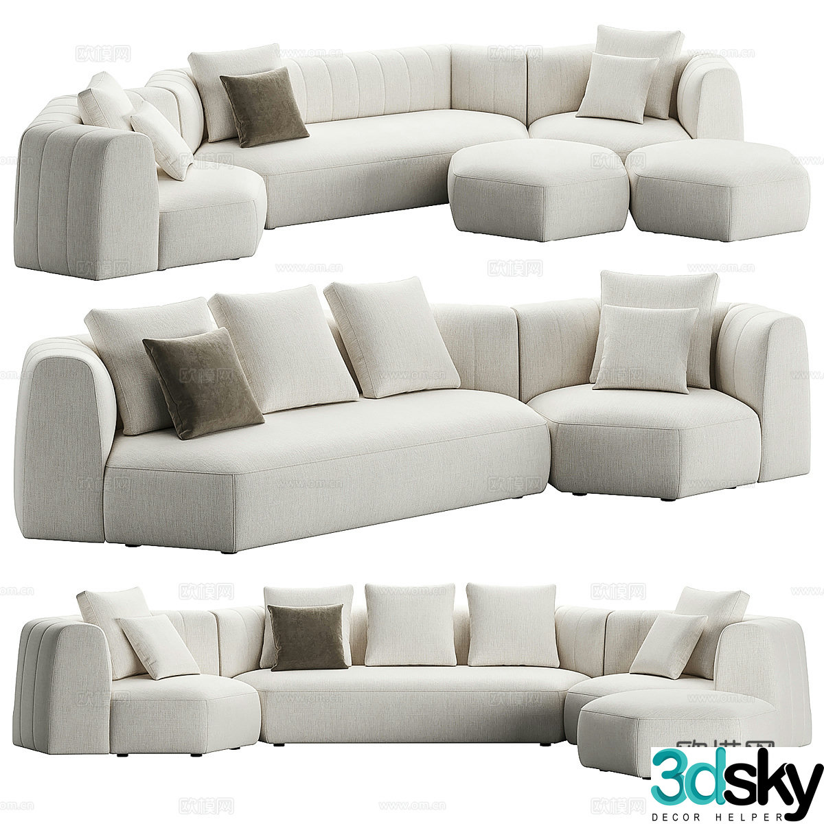 Sofa combination fabric sofa casual sofa living room sofa office sofa right angle sofa 3d model