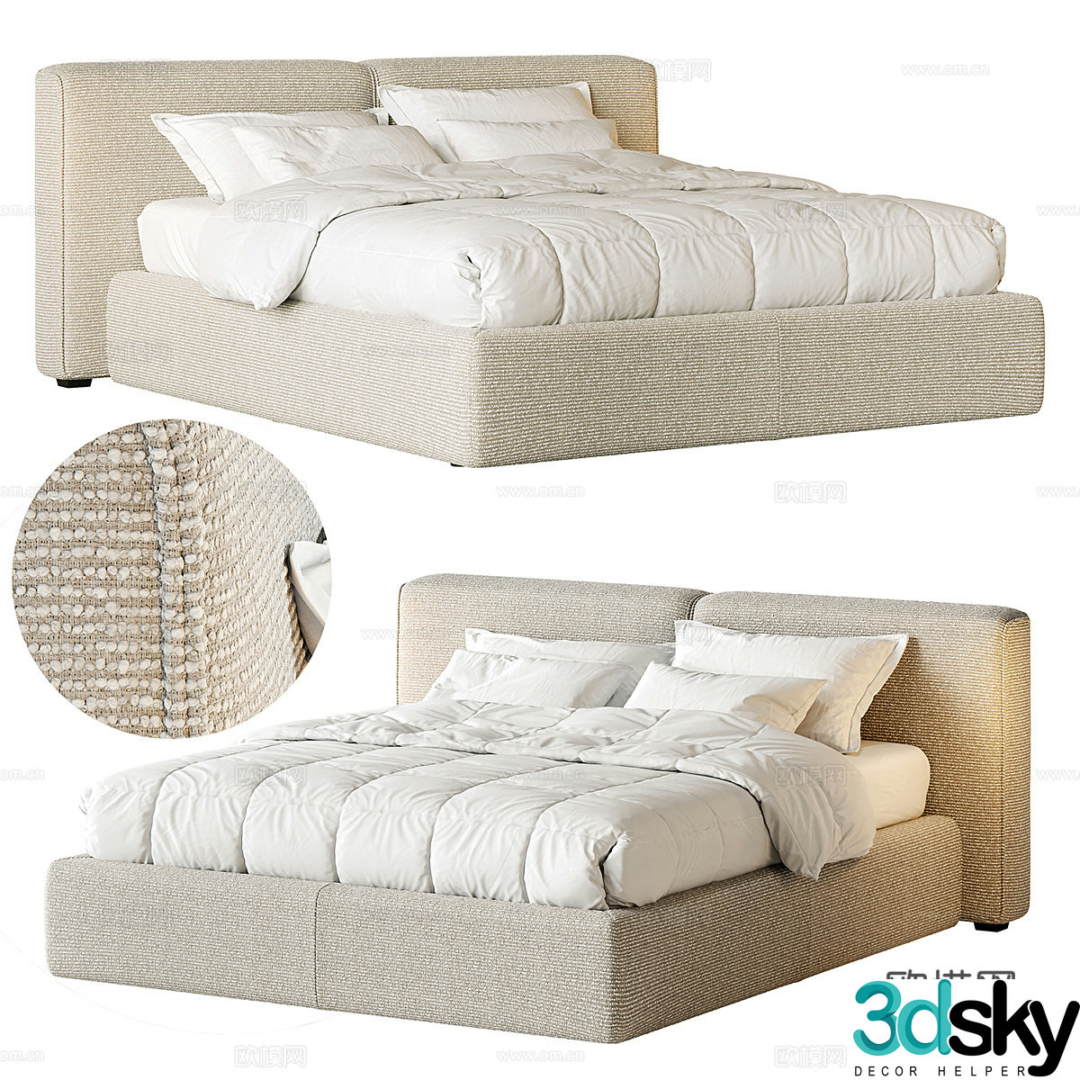 Fabric double bed Creamy double bed Children’s bed Children’s bed B&B Double bed Wasabi wind 3D model
