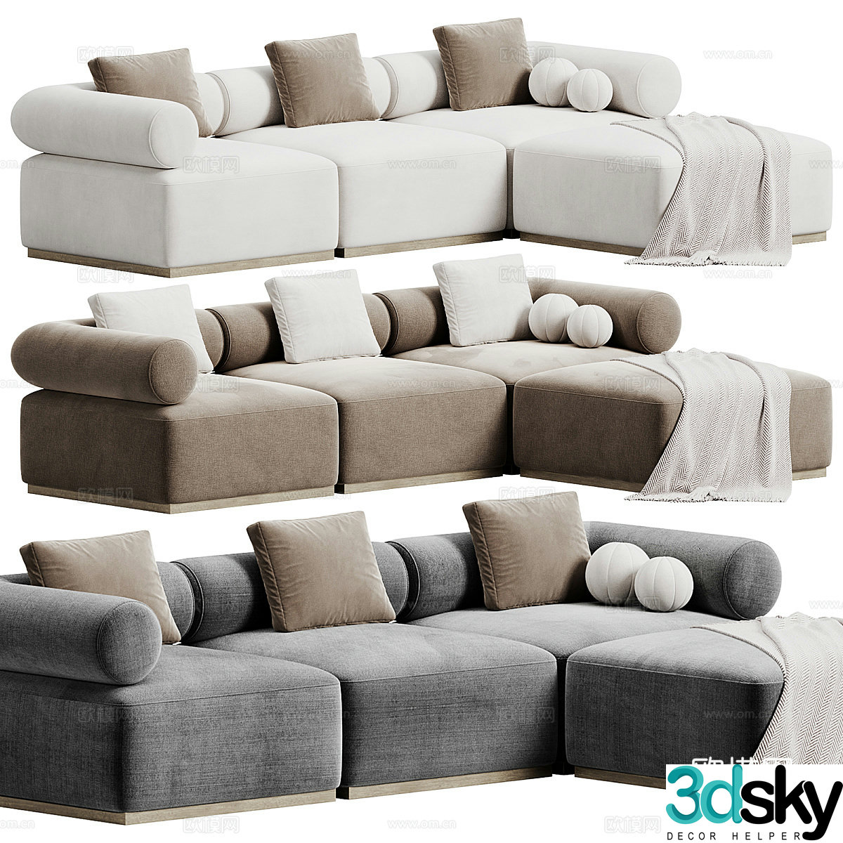 Modern Italian Cellina Combination Sofa 3D Model