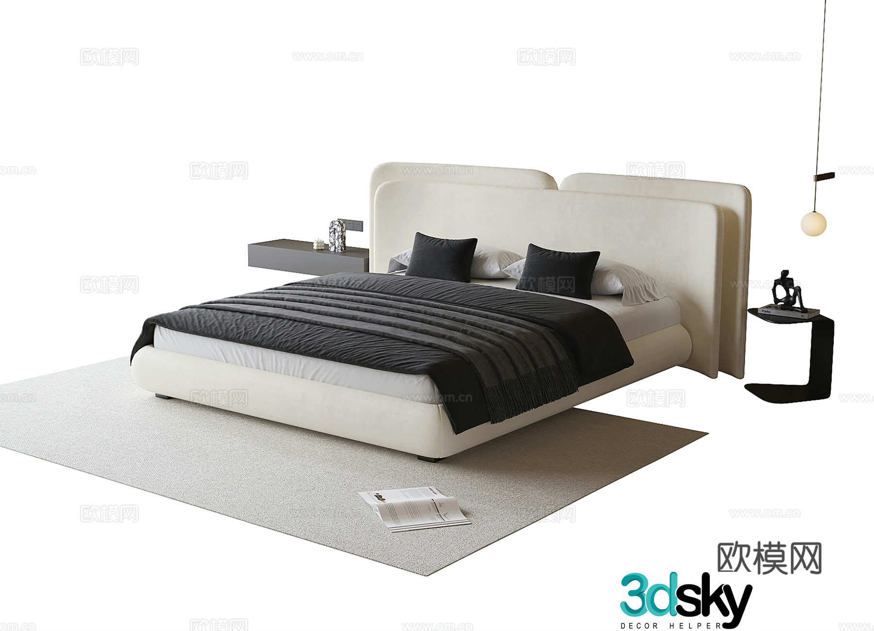 Modern double bed 3d model