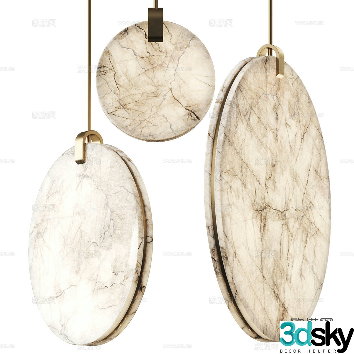 New Chinese style light luxury decorative chandelier 3D model