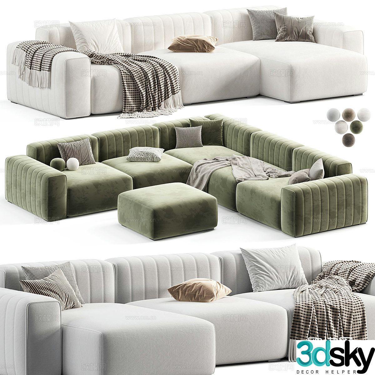 Modern Italian Norr11 Riff modular sofa 3d model