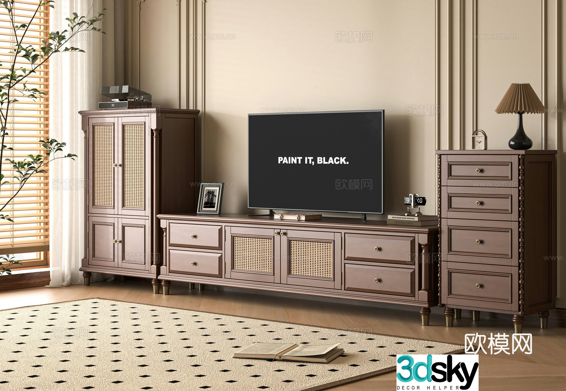Middle-aged TV cabinet 3D model