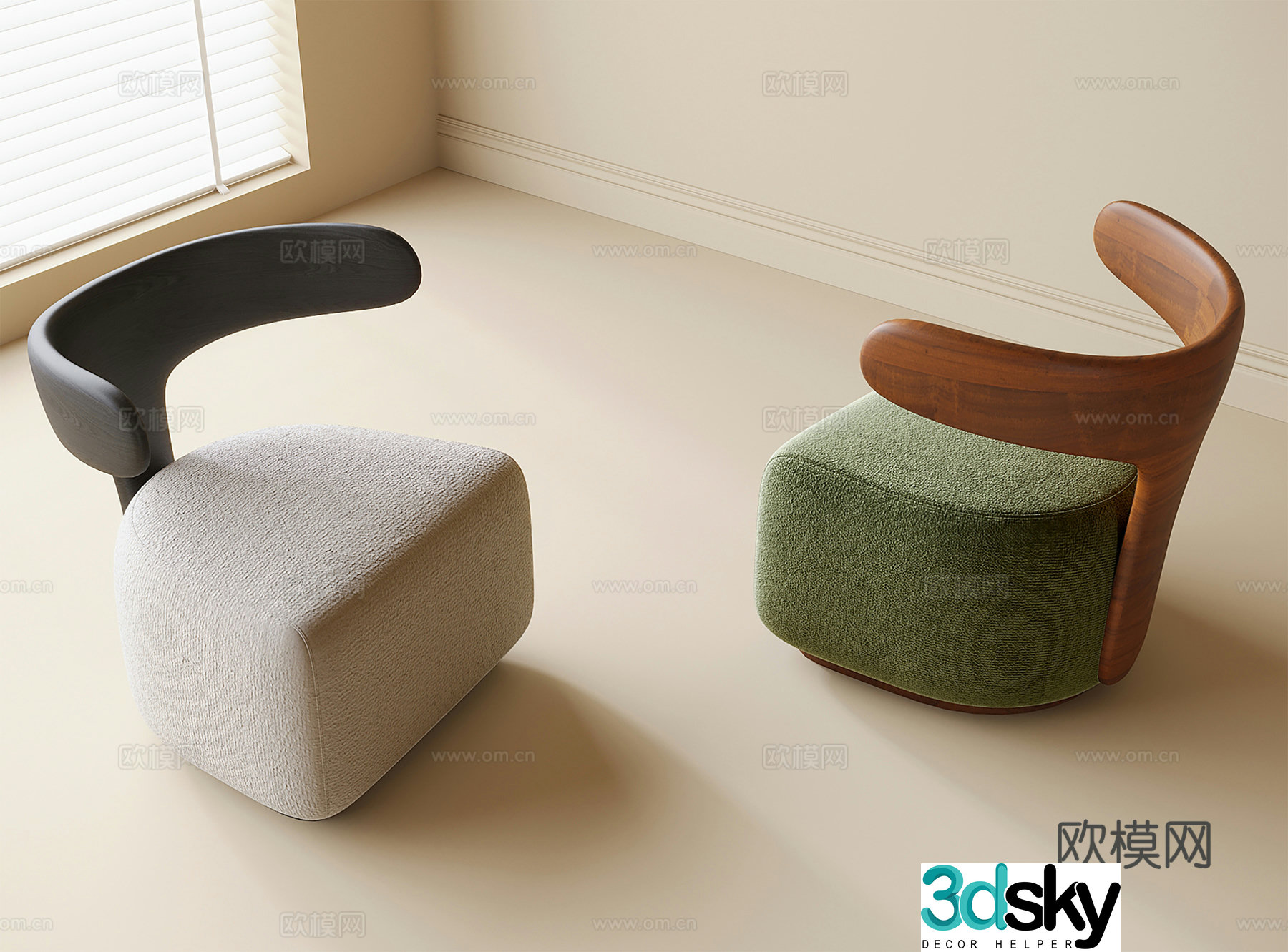 Modern sofa stool dressing stool 3d model
