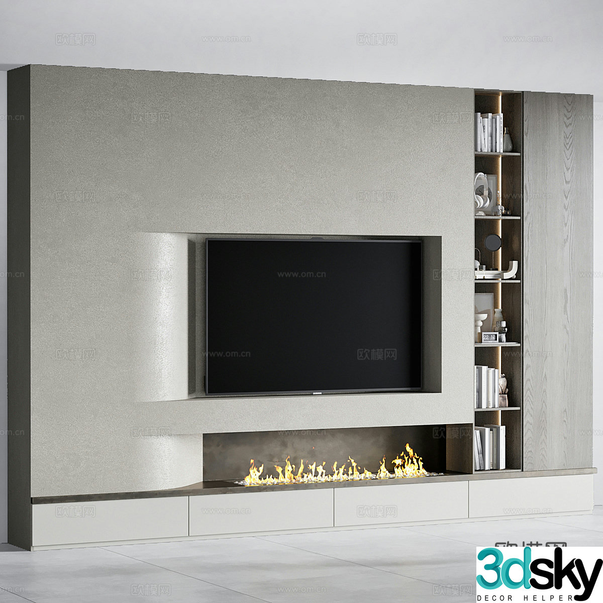 Modern TV background wall 3d model