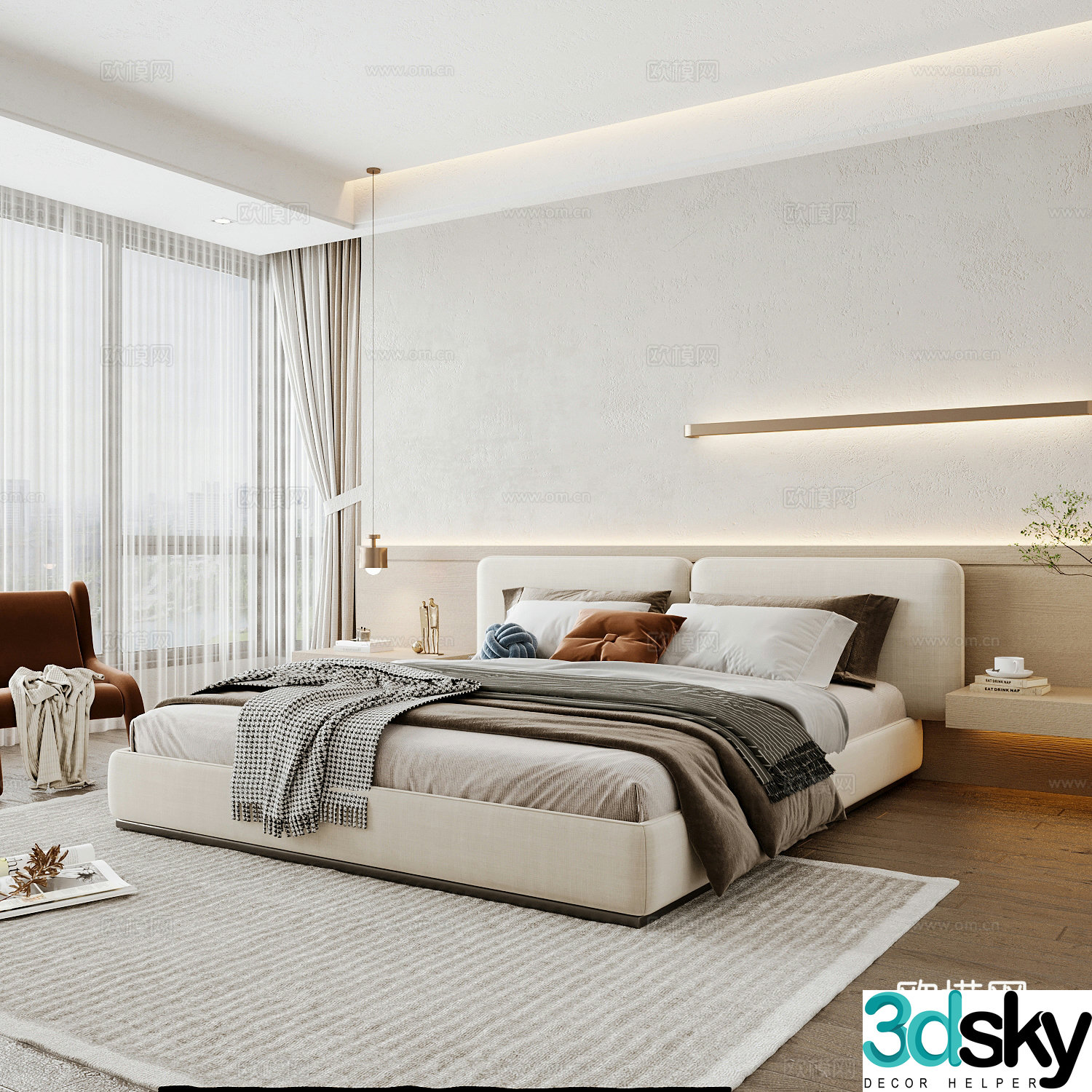 Modern home bedroom Modern bedroom Italian bedroom Simple bedroom Italian bed 3d model