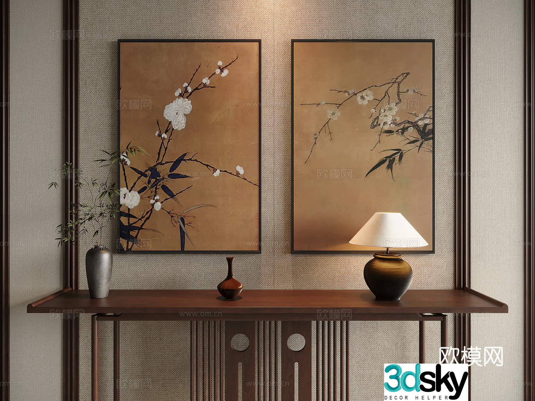 Song style aesthetic decorative painting 3d model