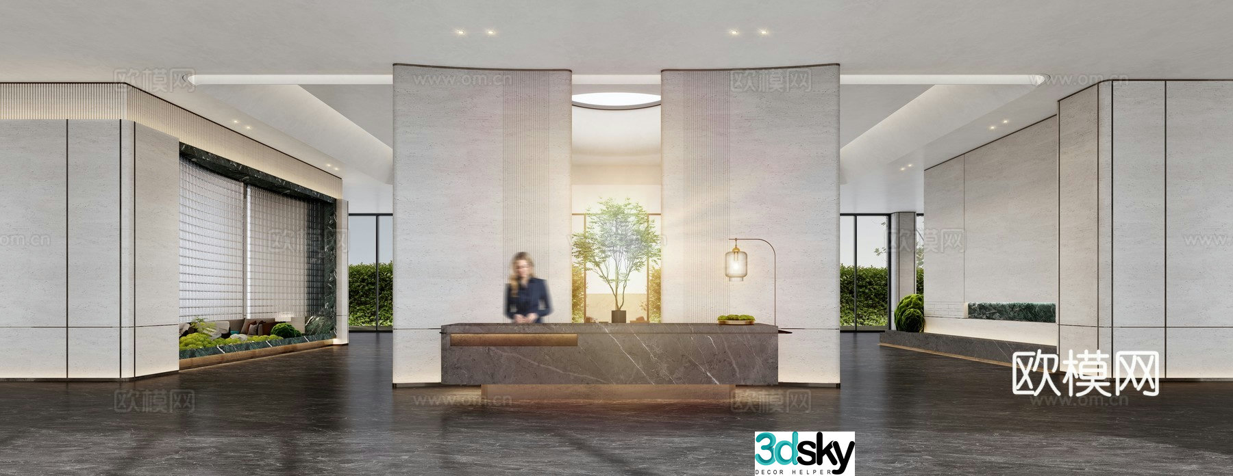 3D model of modern sales office front desk negotiation area