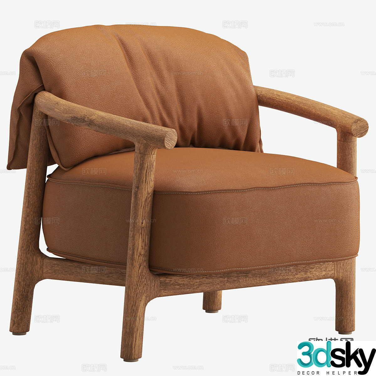 Medium-old single sofa Leather single sofa Leather single sofa Leather casual chair Leather single 3D model