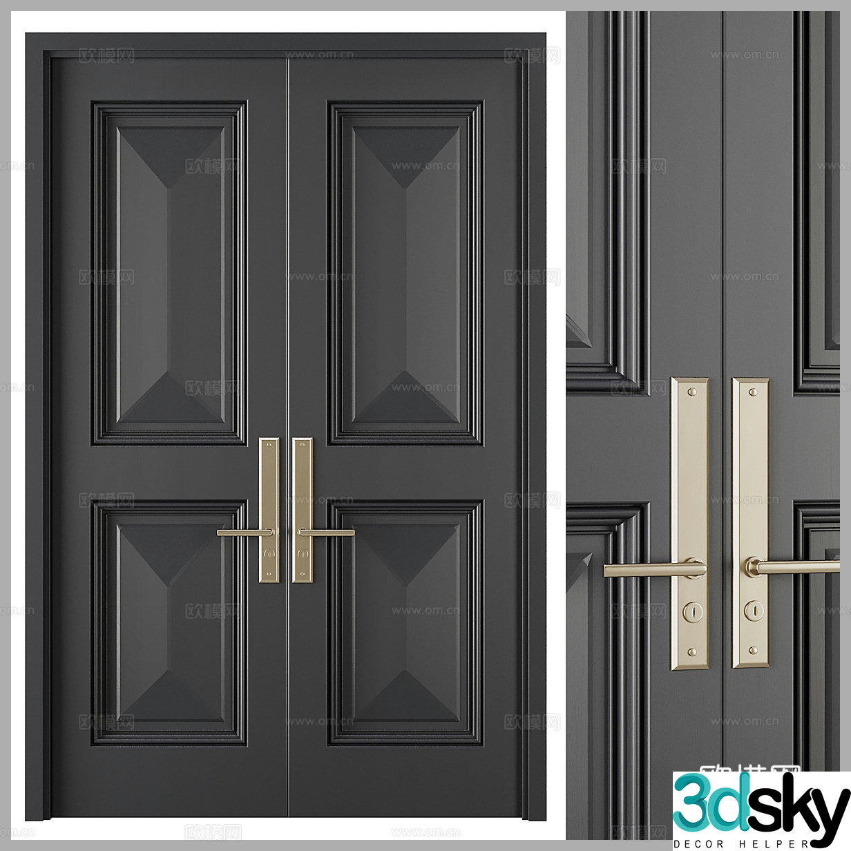 French double-opening door Classical double-opening door Retro double-opening door Courtyard door Villa door 3D model