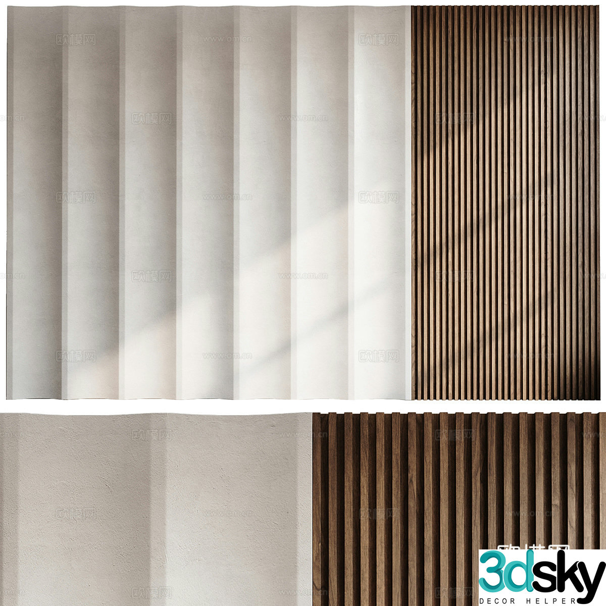 New Chinese style wasabi background wall 3D model