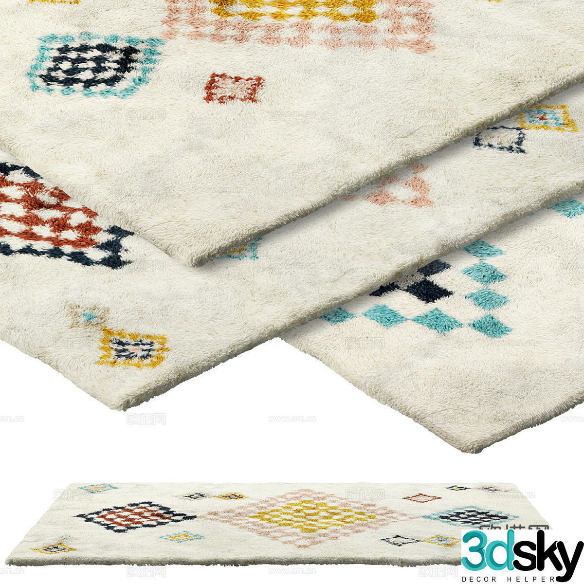 Creamy style carpet Children’s carpet Children’s room carpet Blanket Square carpet Style carpet 3d model