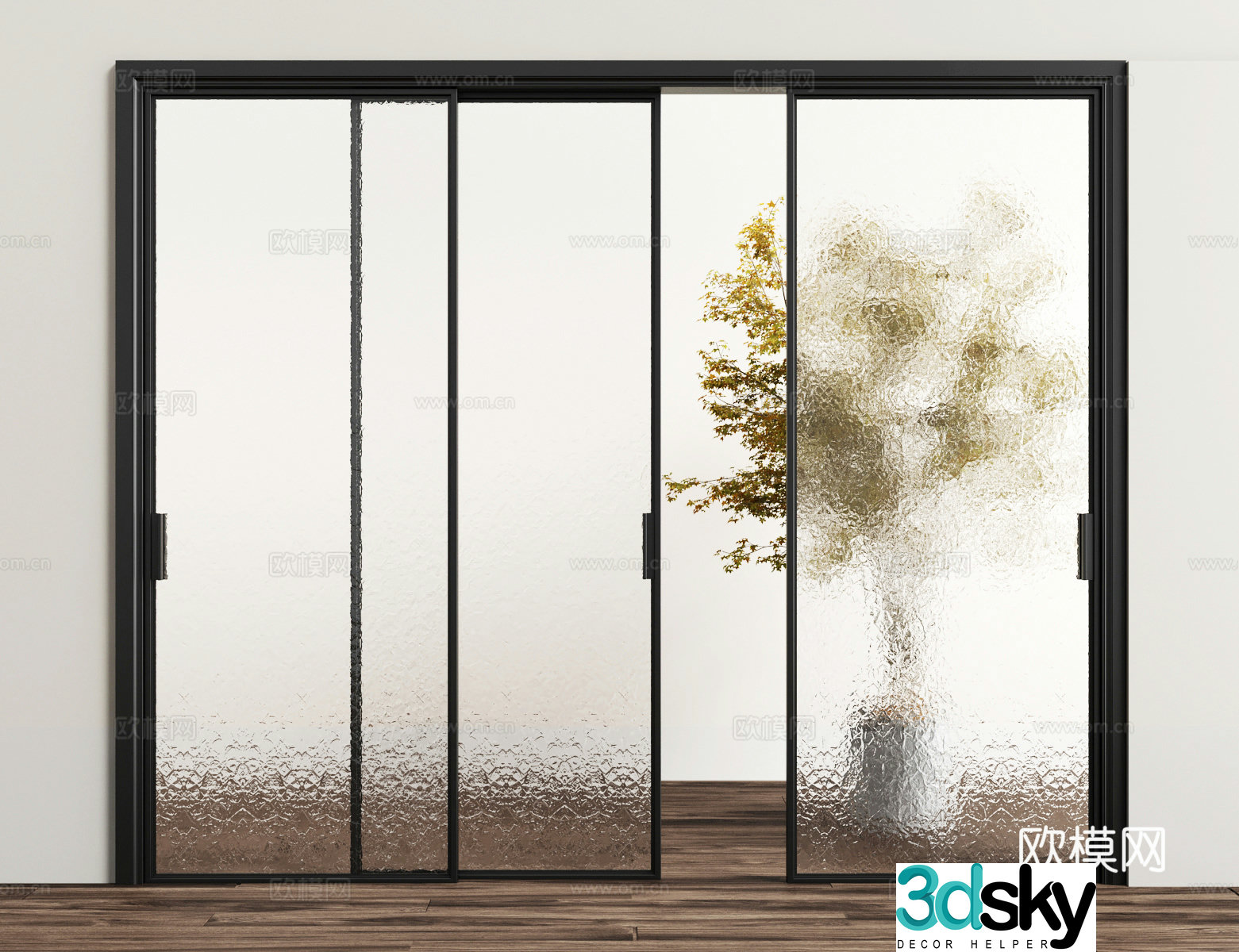 Modern glass sliding door 3d model