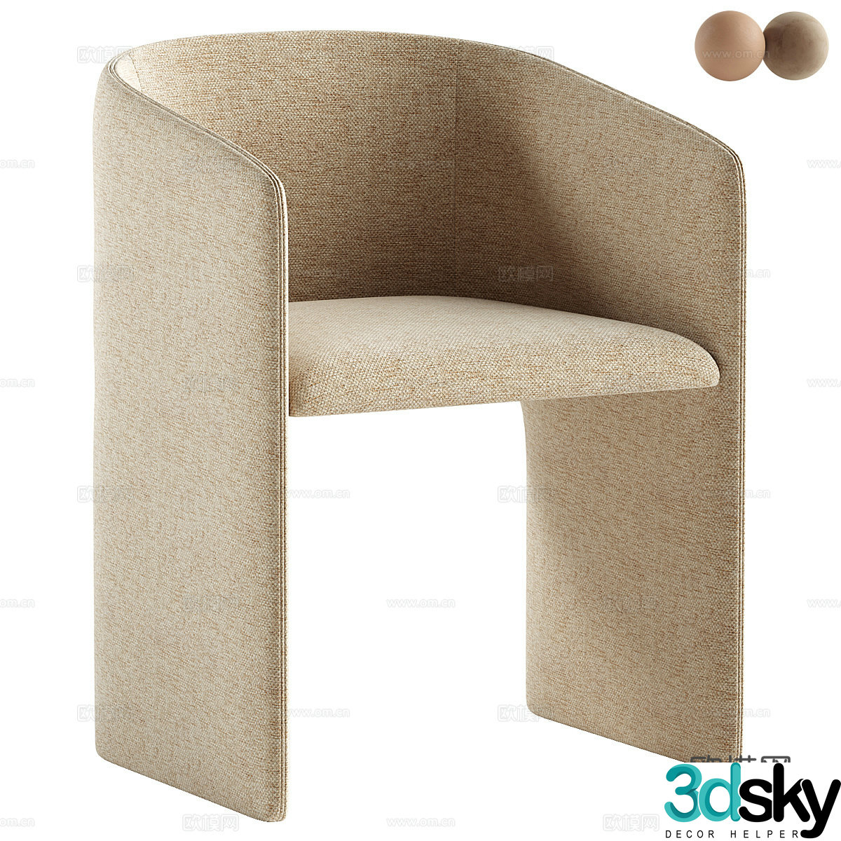 Cream style single chair Fabric single chair Fabric leisure chair Fabric dining chair Fabric book chair Fabric support 3D model