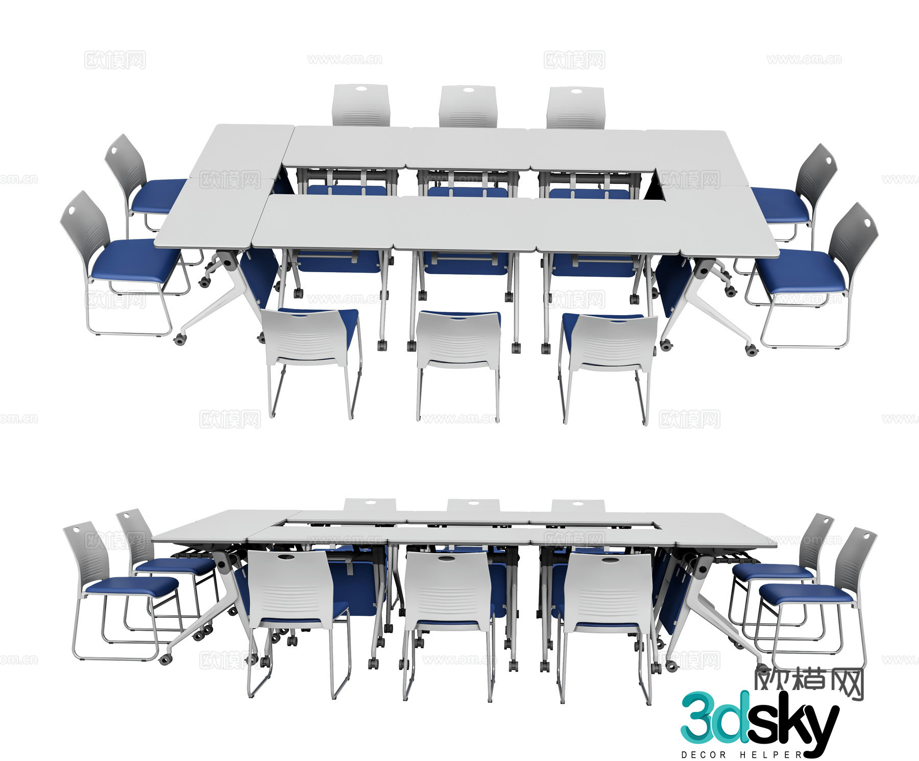 Modern conference table combination 3d model