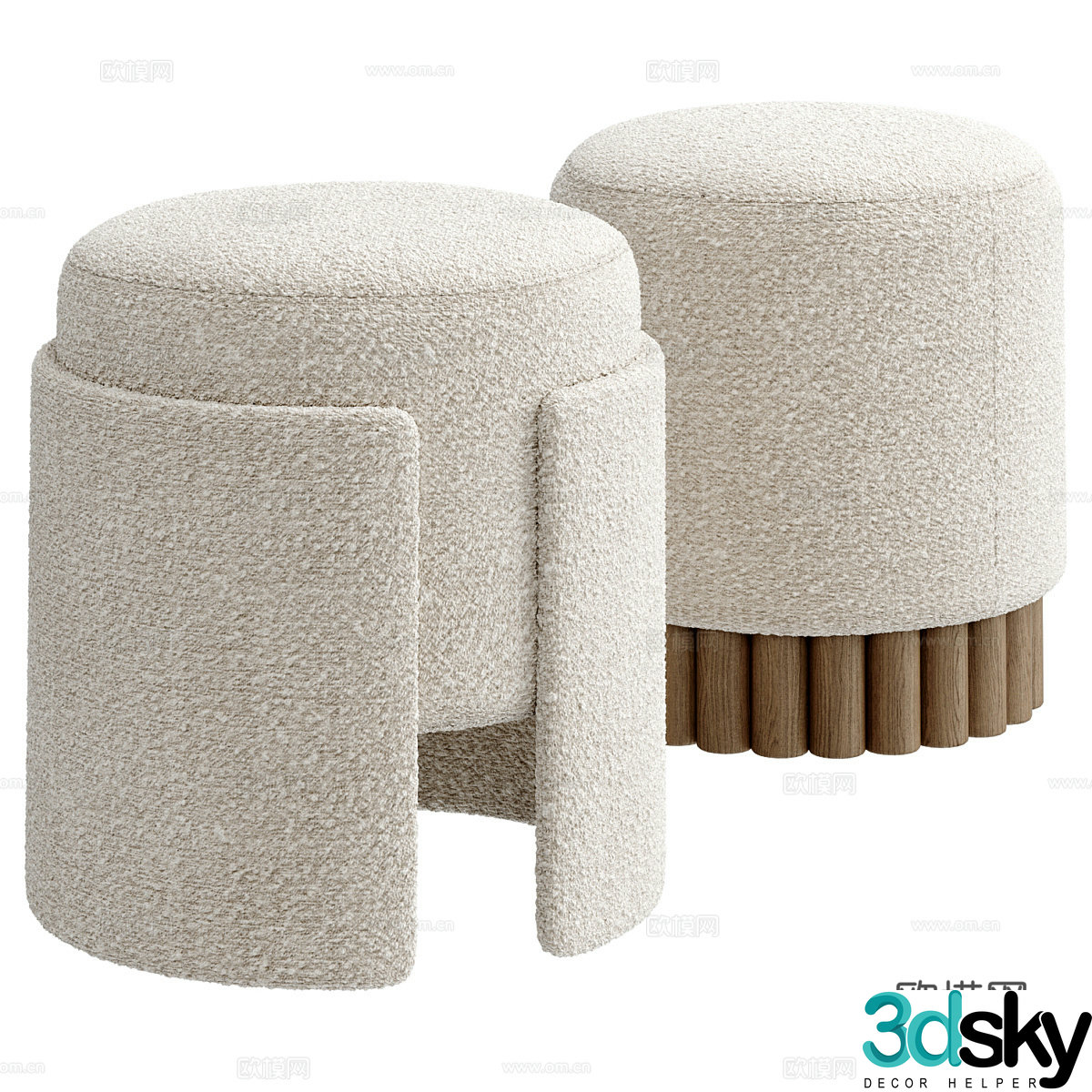 Fabric sofa stool footstool shoe change stool lamb velvet shoe change stool lamb velvet dressing stool low stool 3D model