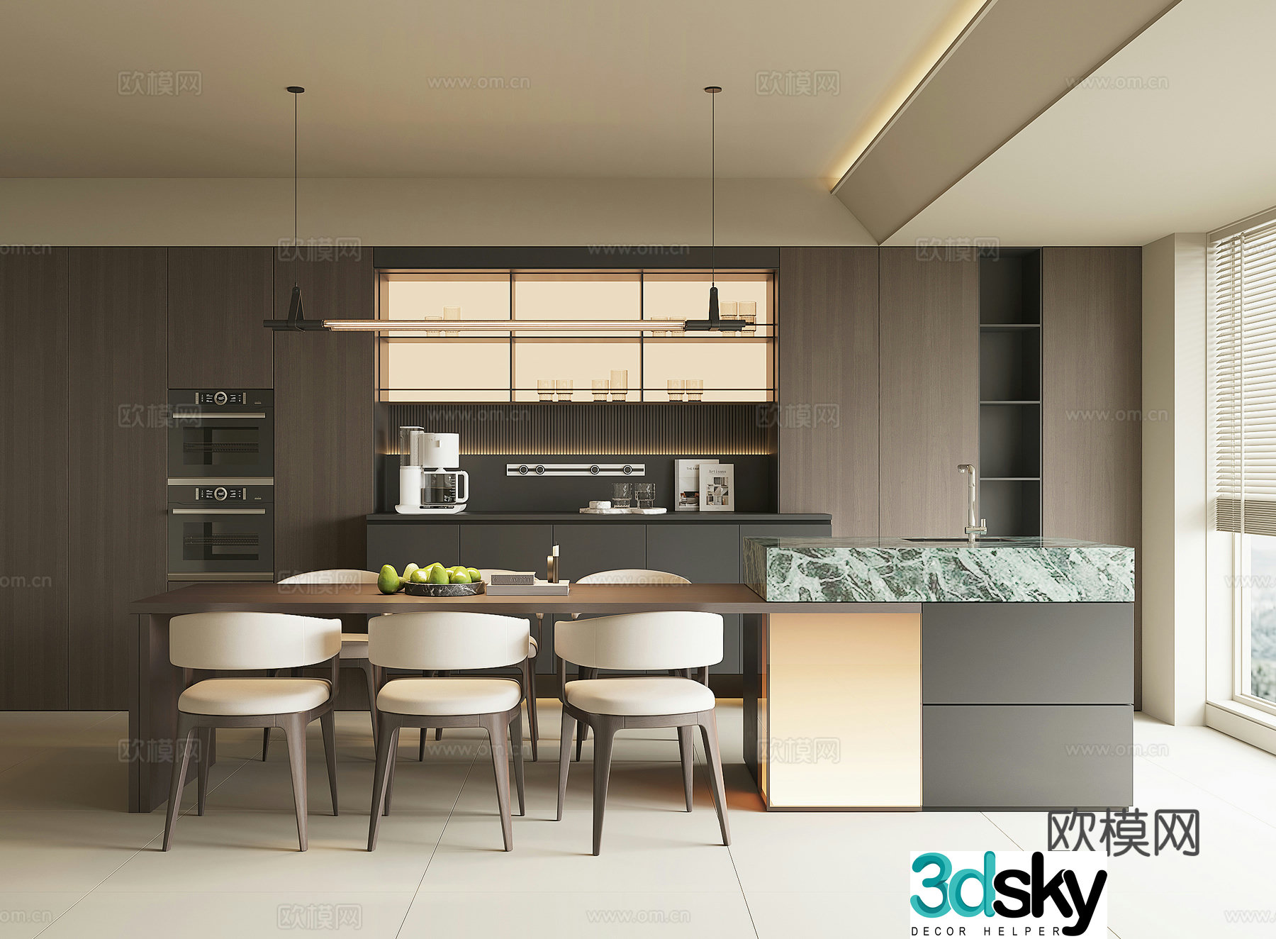 Modern home restaurant 3d model