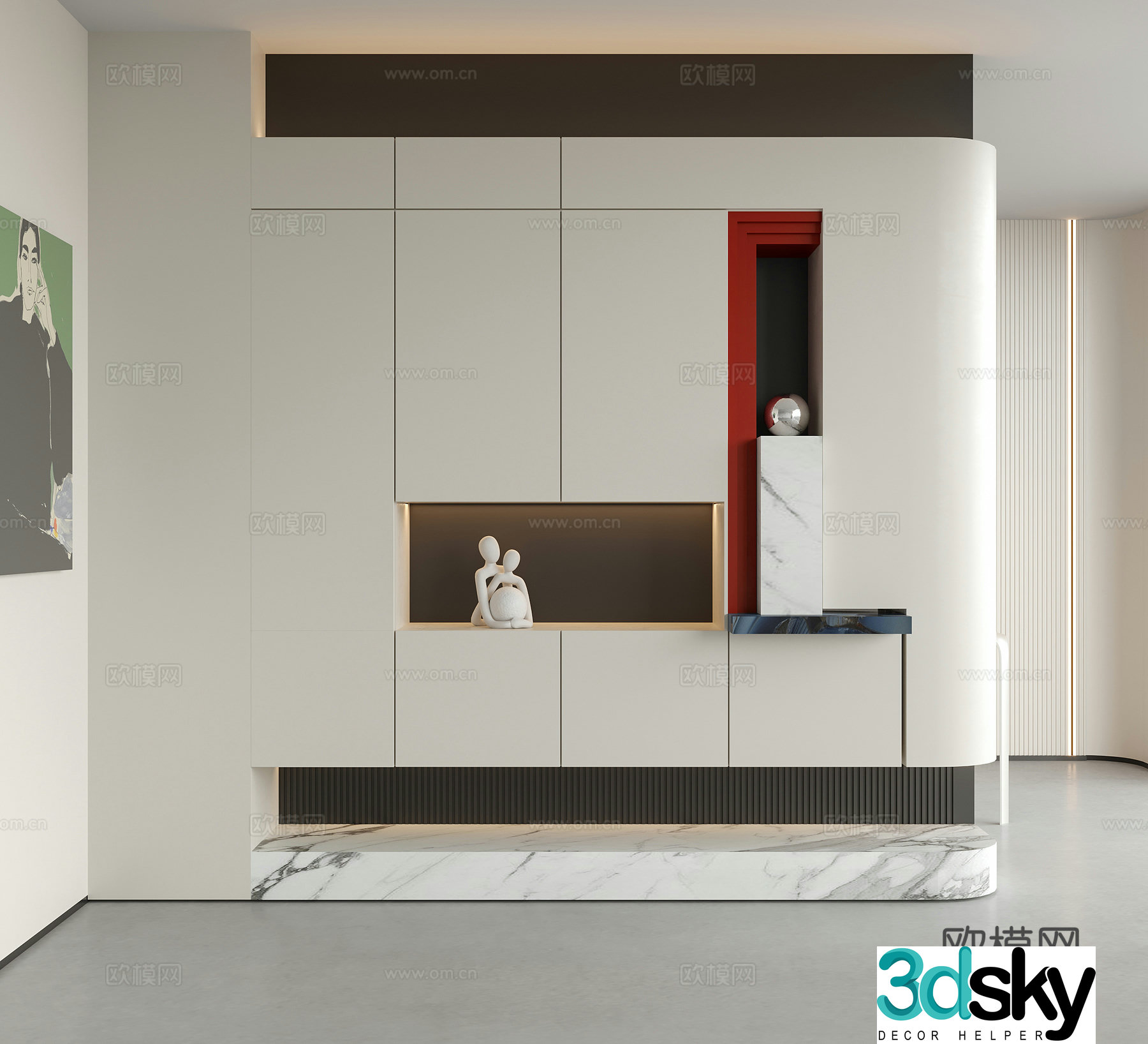 Modern decorative entrance door 3D model