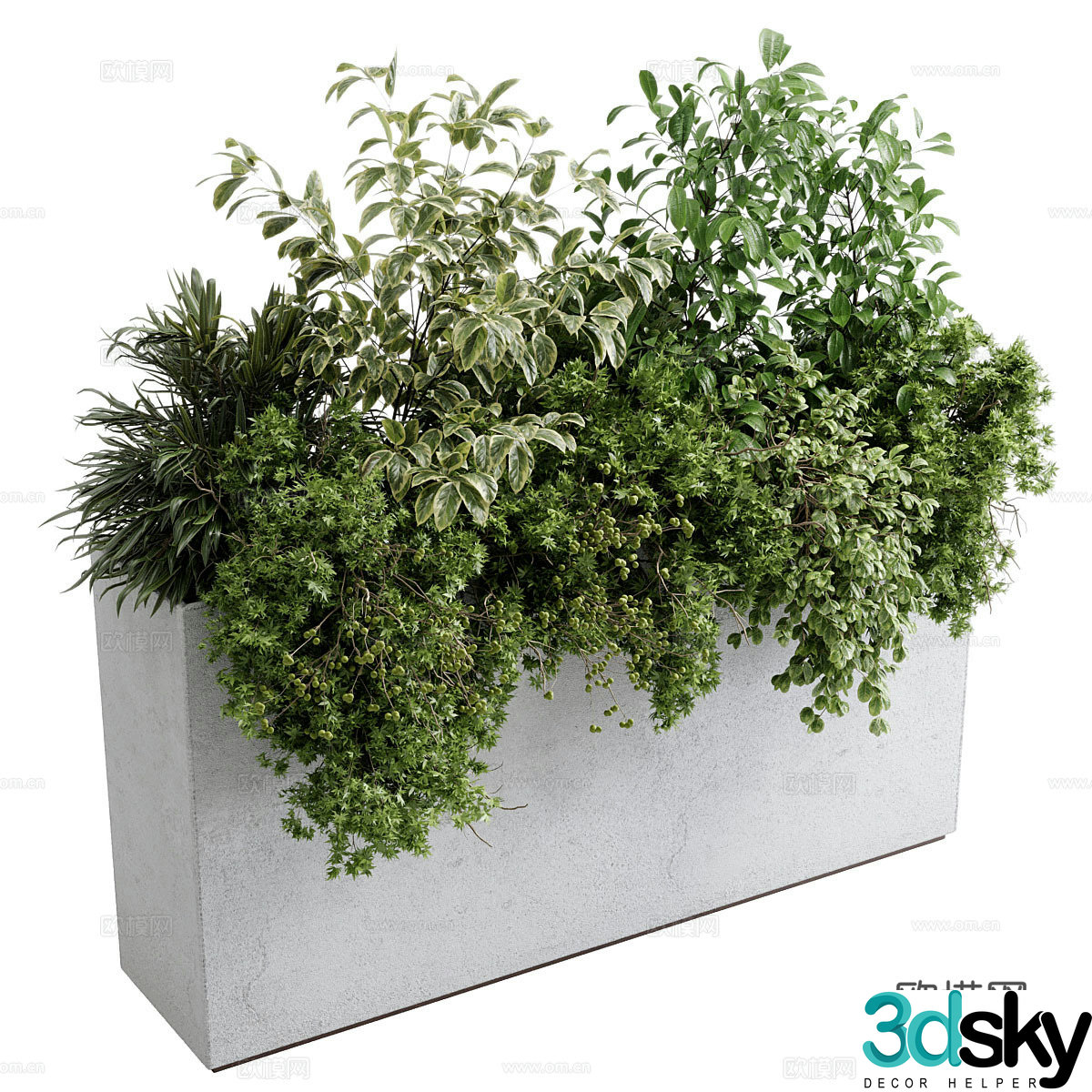 Modern concrete box plant 3d model