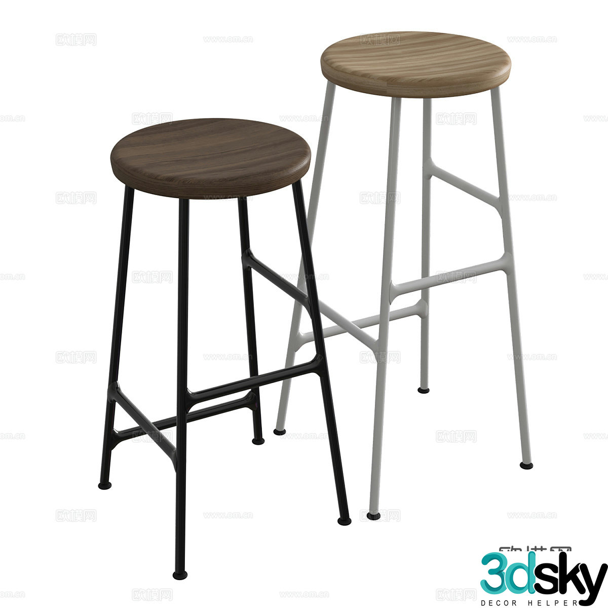 Bar stool combination round stool simple bar stool minimalist bar stool fabric iron bar stool low stool bar 3d model