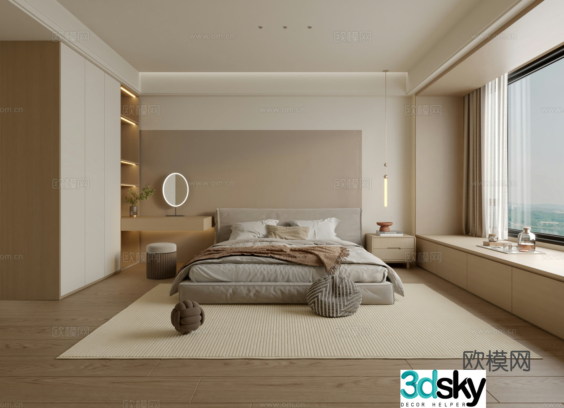 Wasabi Creamy Bedroom 3D Model