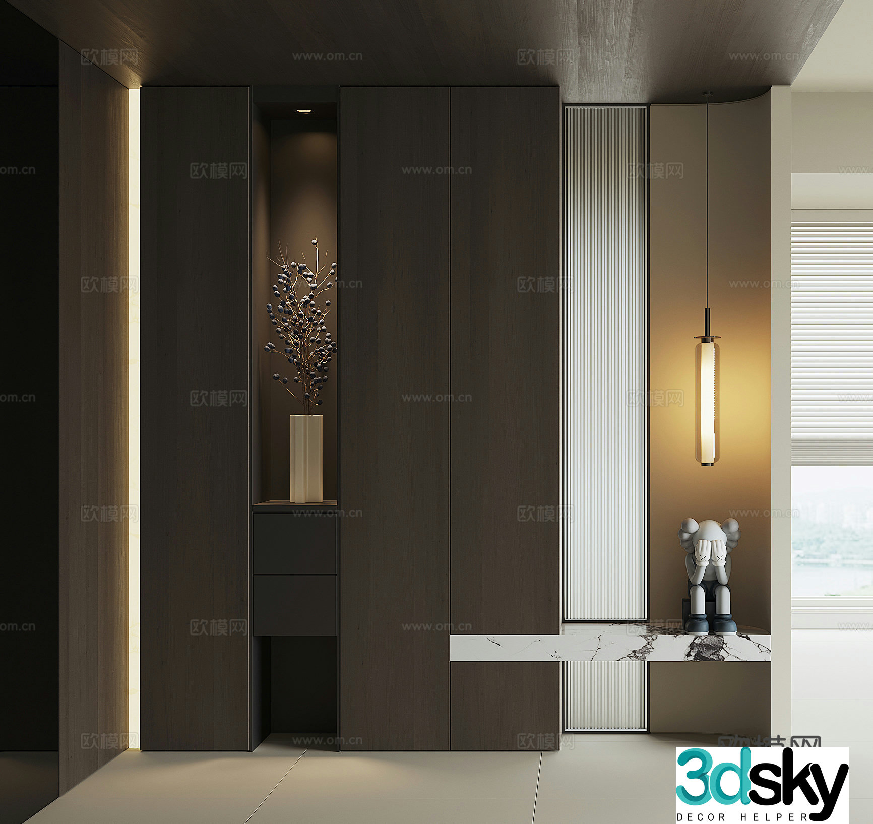 Modern home entrance shoe cabinet 3D model
