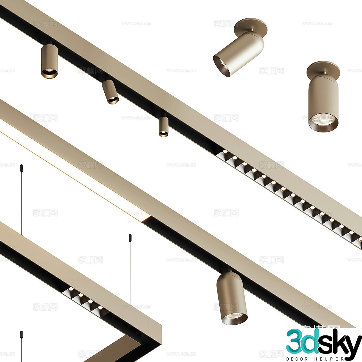 Modern Italian light luxury magnetic track light 3D model