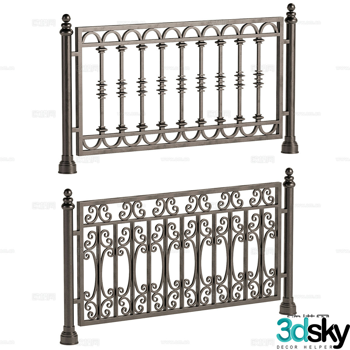 American railing European railings Simple European railings Fence Guardrail Iron railings Metal railings 3D model