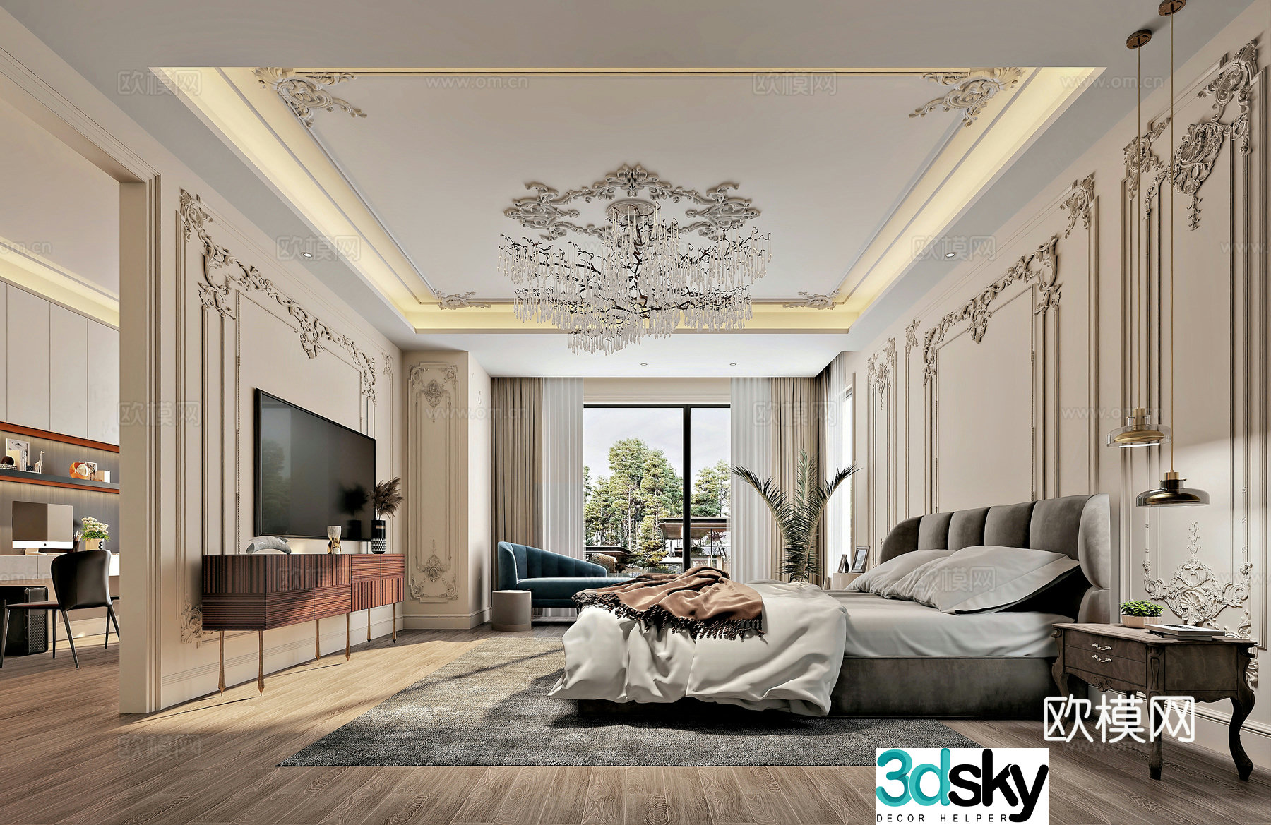 French master bedroom 3d model