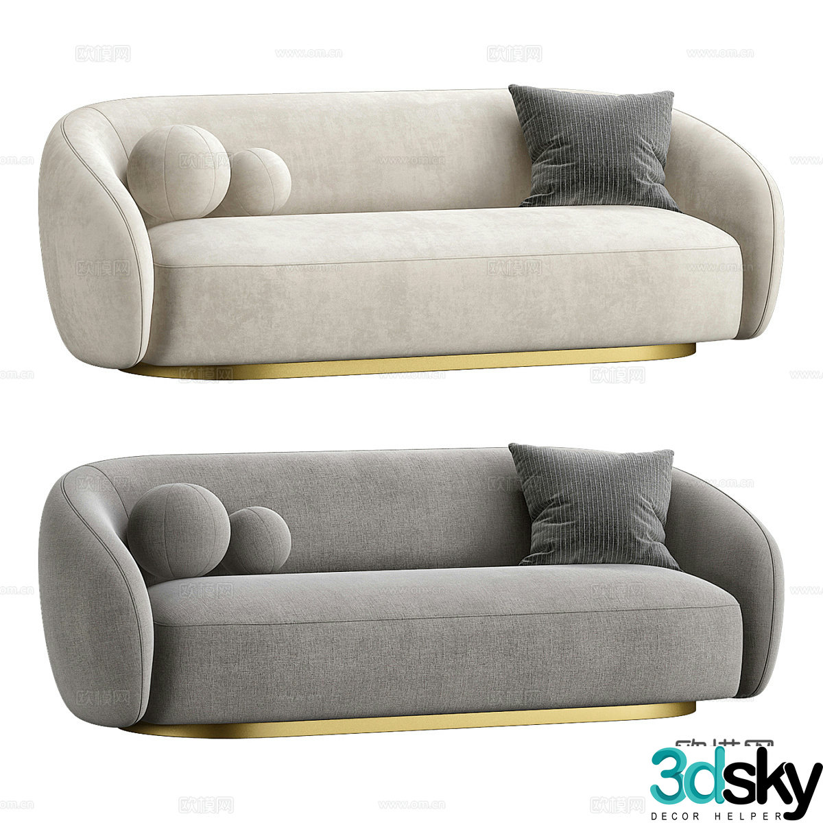 Fabric double sofa multi-person sofa special-shaped sofa caterpillar sofa living room sofa casual 3D model