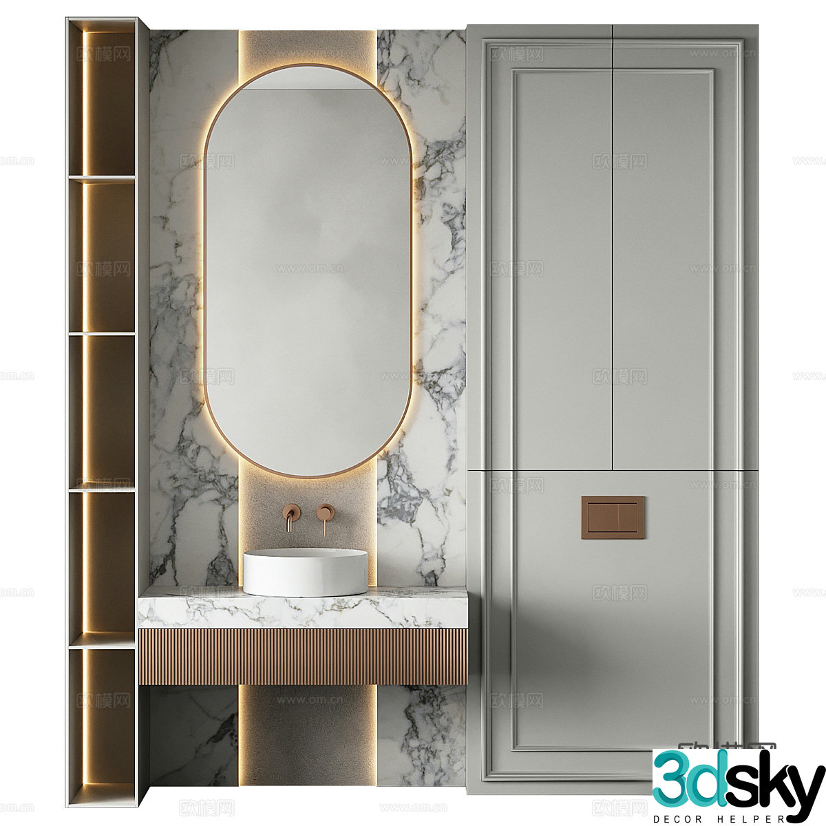 Washing table bathroom cabinet simple washbasin basin counter basin bathroom mirror 3D model