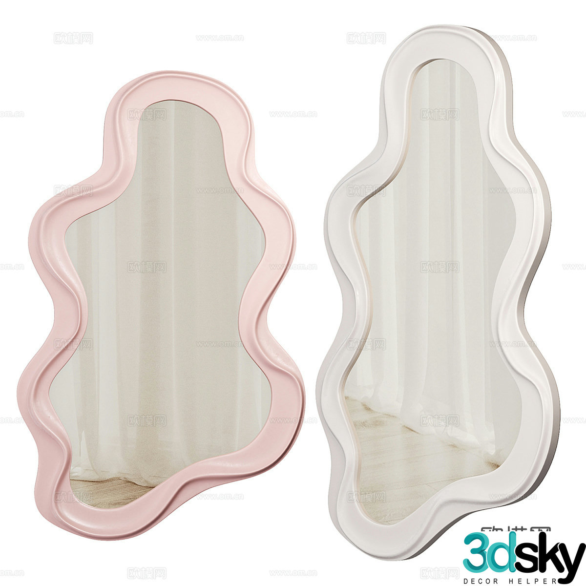Cloud-shaped mirror 3d model