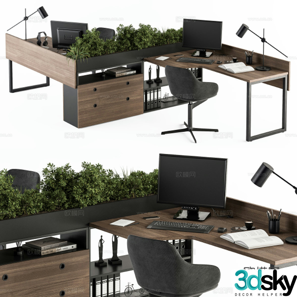 Modern office desk chair office desk office chair office supplies office computer desk lamp office 3d model