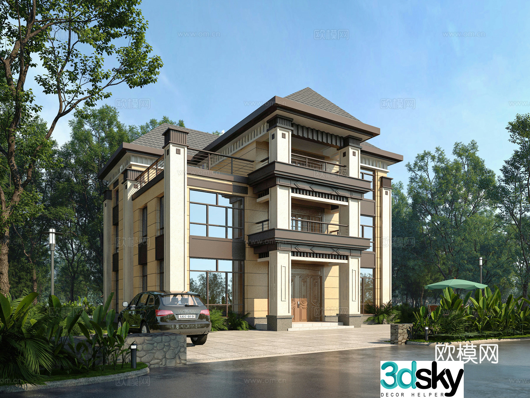 Modern single-family villa 3d model