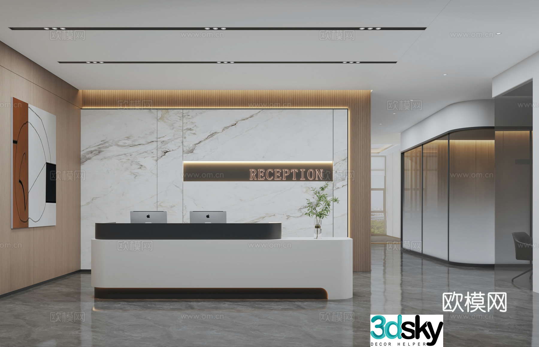 Modern company front desk 3D model