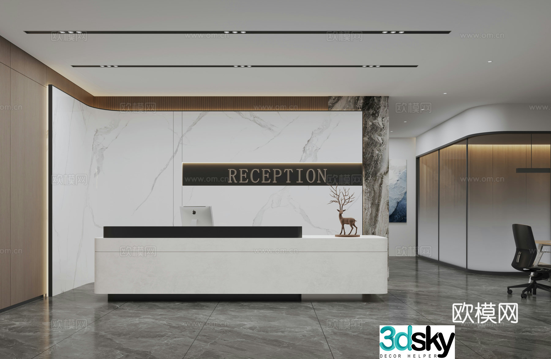 Modern company front desk 3D model