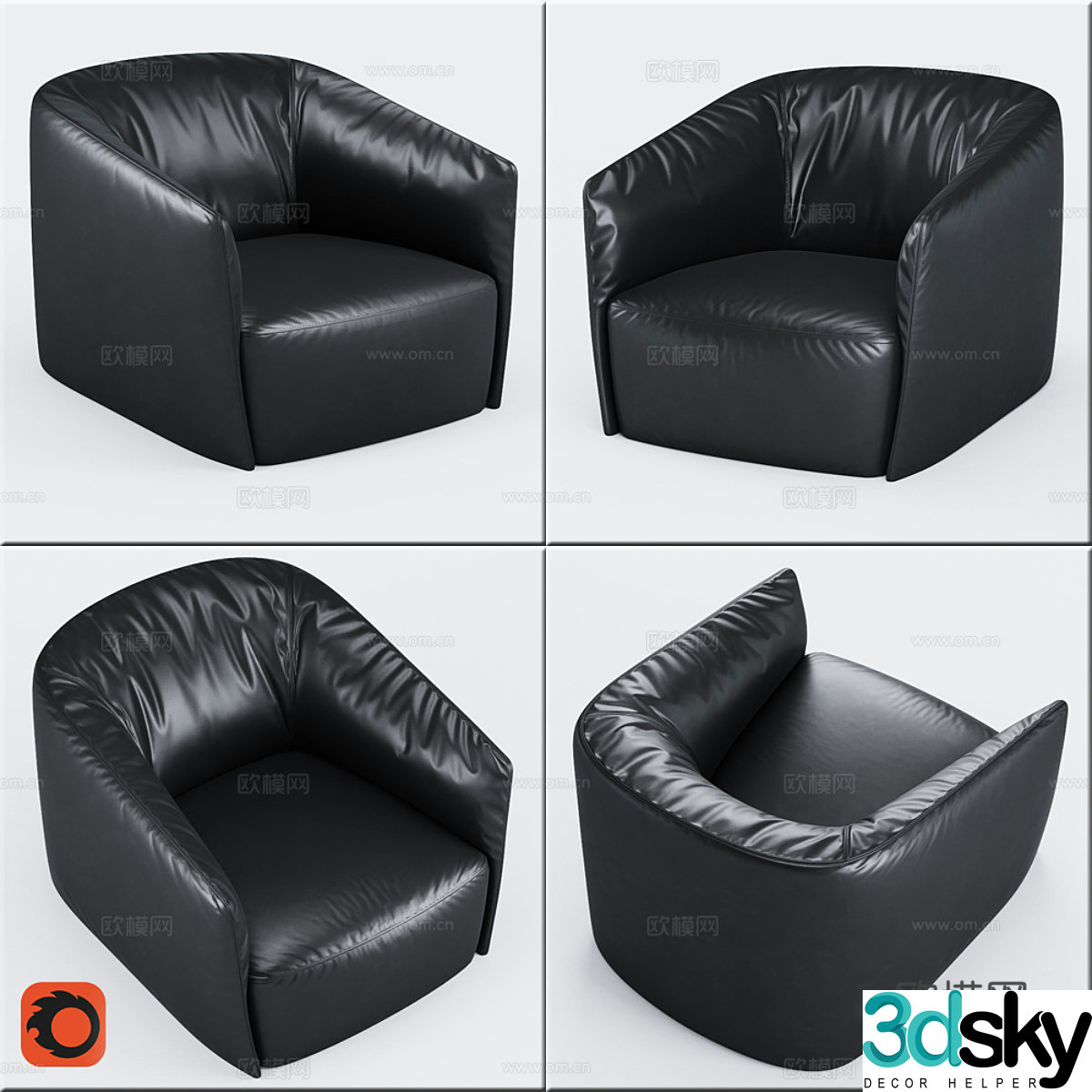 Leather single sofa Leather single sofa Light luxury single sofa Leather single chair Leather casual 3D model