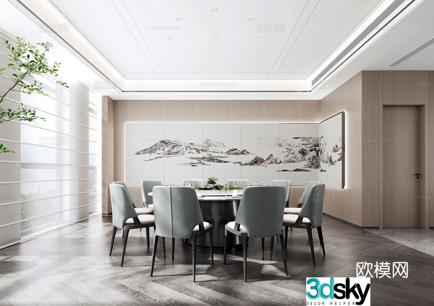 Modern restaurant private room 3D model