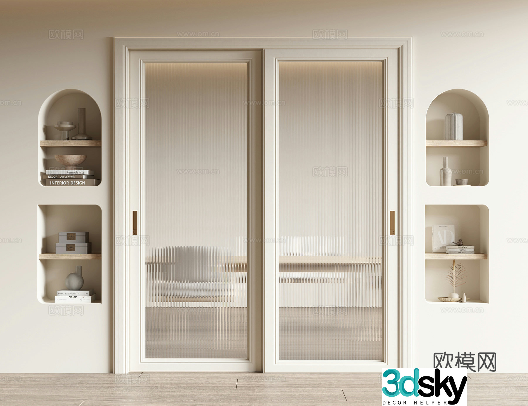 Creamy wind sliding door 3d model