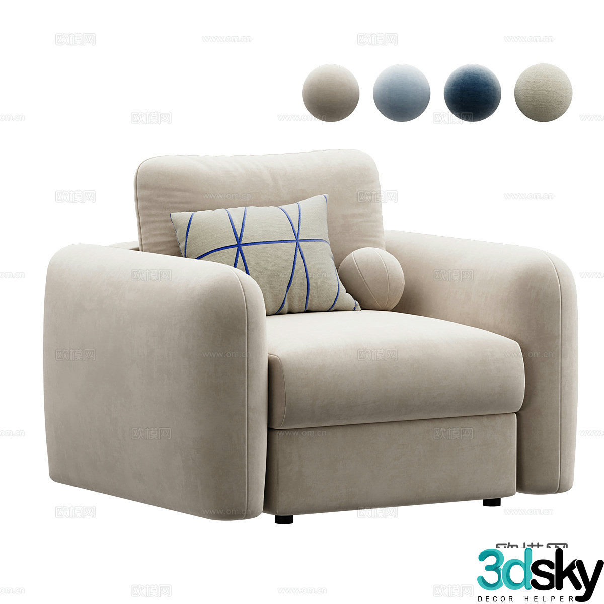 Modern Polan modular casual sofa 3d model