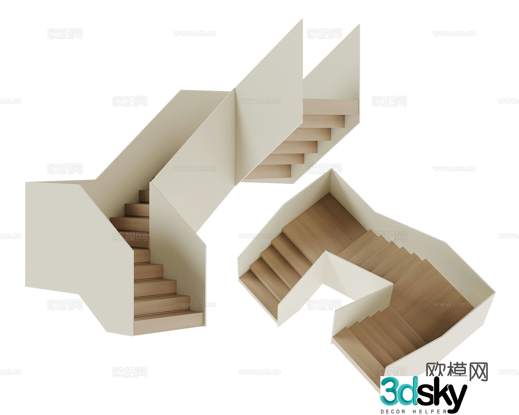 Modern home staircase 3d model