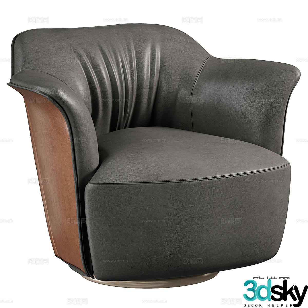 Light luxury single sofa Leather single sofa Leather single sofa Leather casual chair Leather single 3D model