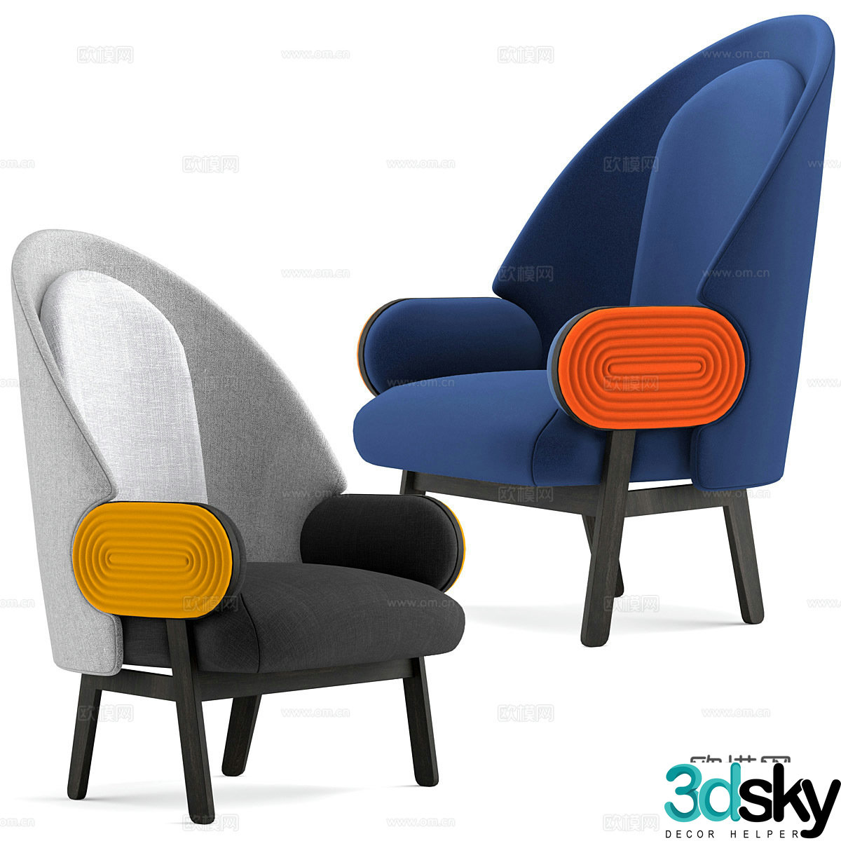 Fabric leisure chair Fabric single chair Art casual chair Art single chair Fabric backrest chair Fabric 3d model