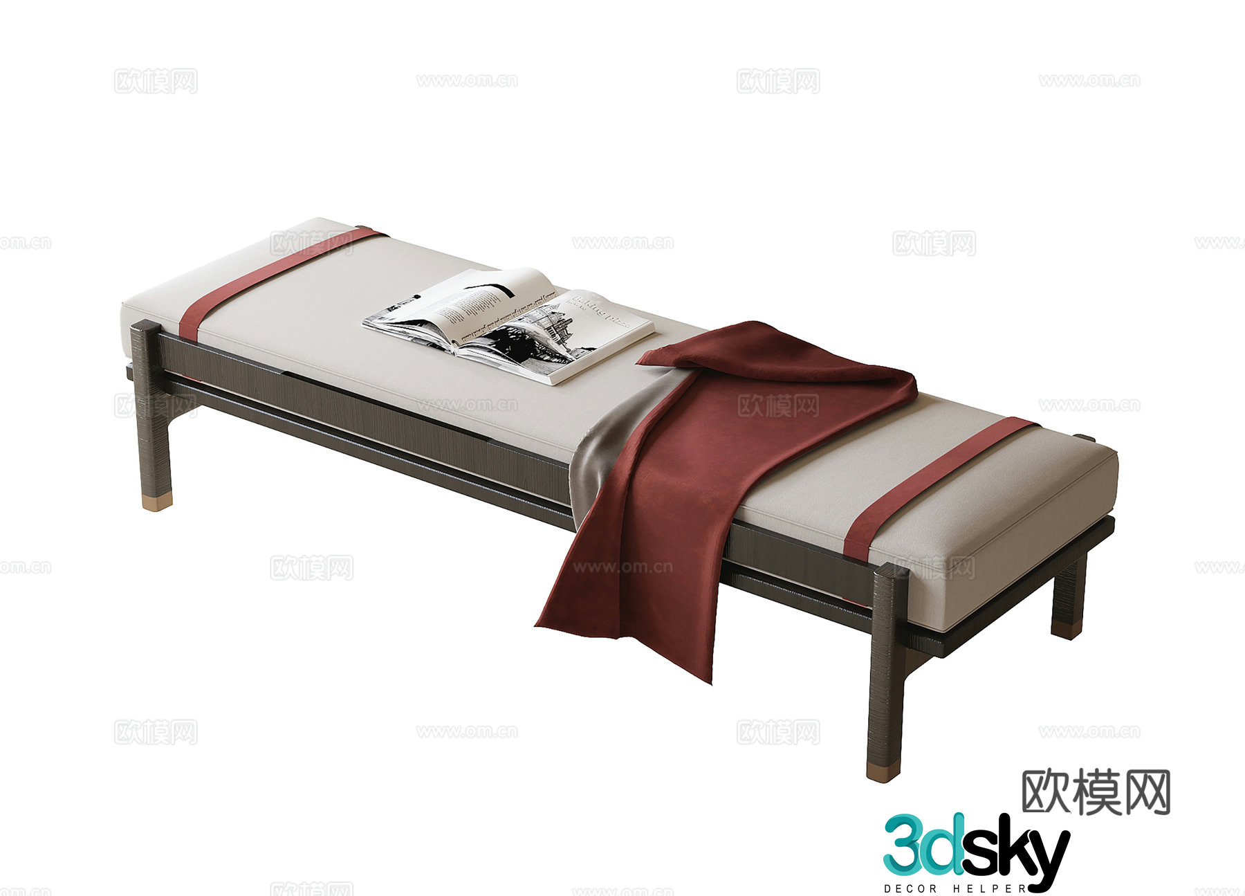 New Chinese style bed stool bench sofa stool 3D model